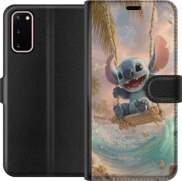 Kompatibelt Lommeboketui til Samsung Galaxy S20 Disney Stitch blå alien søt figur samleobjekt