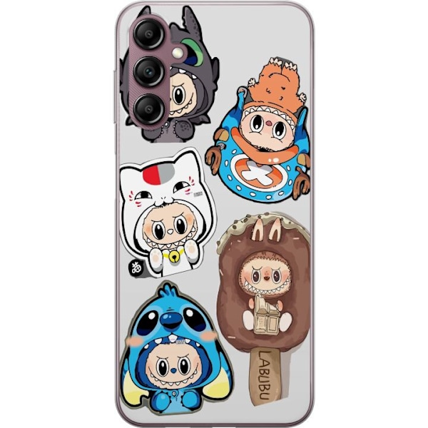 Samsung Galaxy A14 5G Läpinäkyvä kuori Labubu hahmokokoelma - Pop Mart Labubu The Monsters väriluulisessa muotoilussa