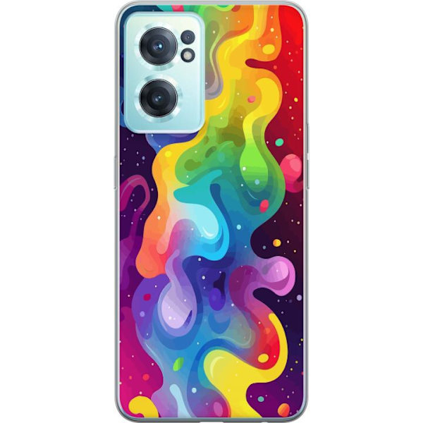 OnePlus Nord CE 2 5G Genomskinligt Skal Color Splash Abstrakt Konst Design Färgstarkt Mönster Modern Populär Väggkonst Grafiskt Trend