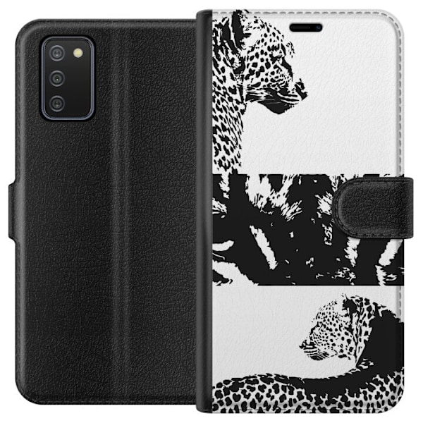 Samsung Galaxy A02s Tegnebogsetui Leopard Faces