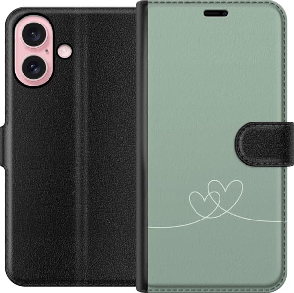 Yhteensopiva Lompakkokotelo Apple iPhone 16 Vihreä Sydän