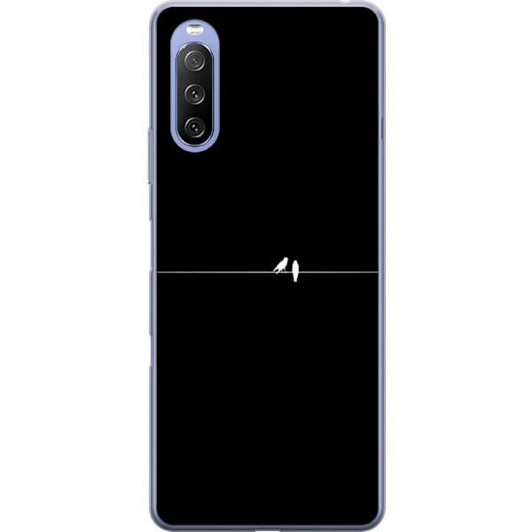 Sony Xperia 10 III Läpinäkyvä kuori Minimalistiset linnut musta