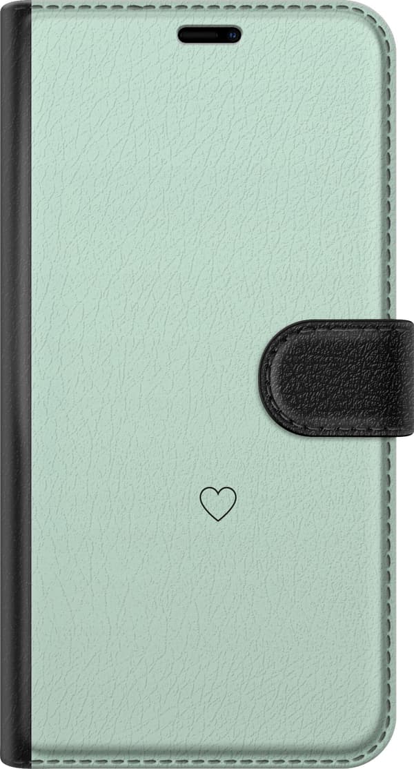 Kompatibel Tegnebogsetui til Google Pixel 10 Pro Minimalistisk sort hjerte på ensfarvet mintgrøn baggrund grøn