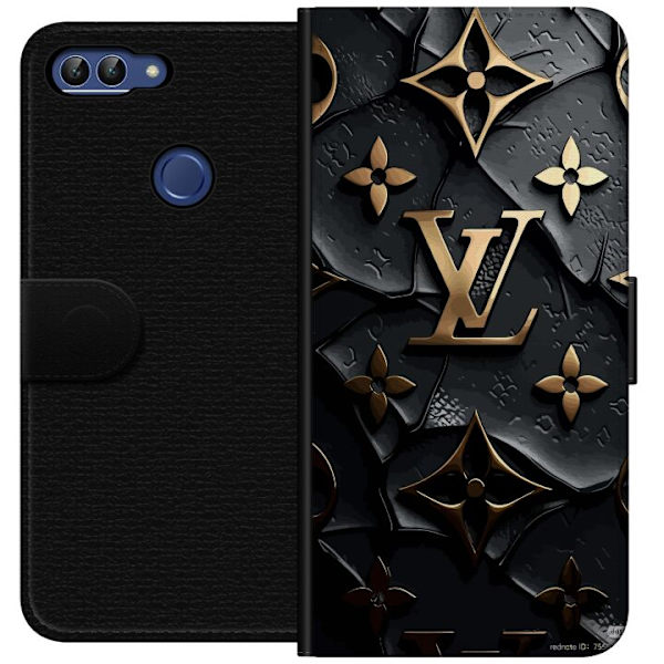 Huawei P smart Plånboksfodral Louis Vuitton Dark Mode Design Svart Lyx Stil Fashion Populärt Grafiskt Mönster Modeikon Lyxmärke