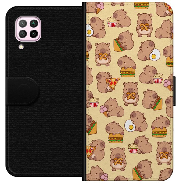 Huawei P40 lite Lompakkokotelo Kawaii capybara puhelinkotelo useilla söpöillä hahmoilla