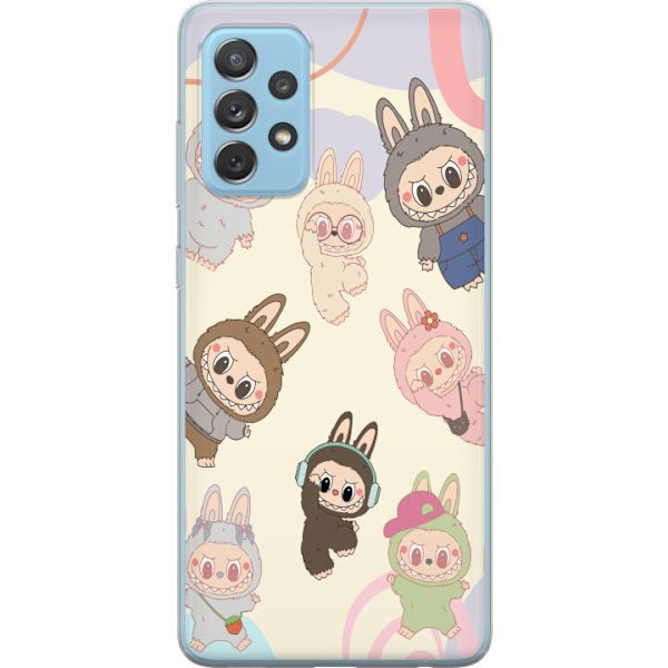 Samsung Galaxy A52 5G Genomskinligt Skal Labubu Pop Mart Kollektion Motiv Figur Samling Design Populärt Art Toy Pop Mart Kreativ Grafiskt