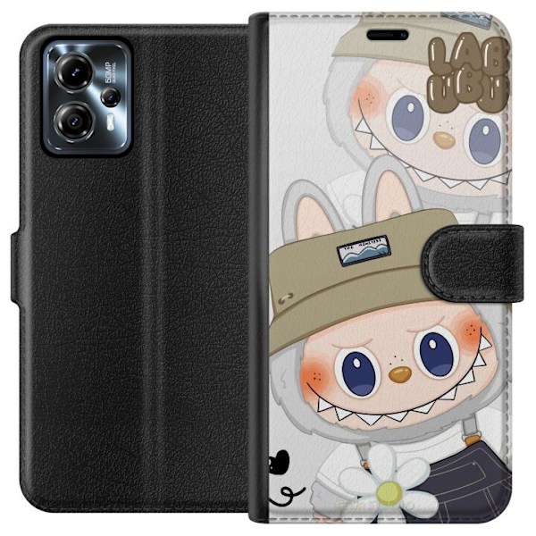 Motorola Moto G13 Tegnebogsetui Labubu Minimal Mood - Enkel og stilren monsterdesign