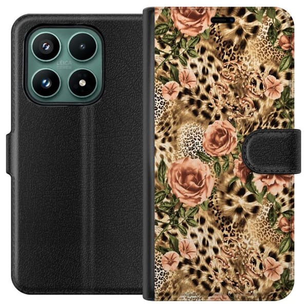 Kompatibelt Plånboksfodral till Xiaomi 17 Bruna leopardrosor brun