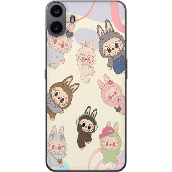 Nothing CMF Phone 1 Genomskinligt Skal Labubu Pop Mart Kollektion Motiv Figur Samling Design Populärt Art Toy Pop Mart Kreativ Grafiskt