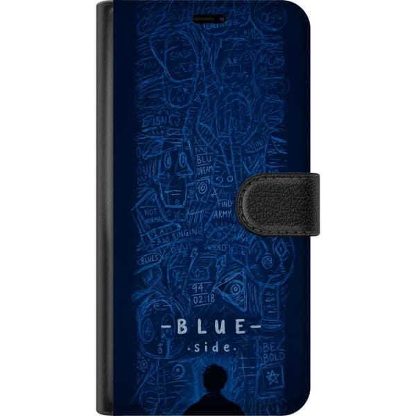Kompatibel Tegnebogsetui til Apple iPhone SE (2020) Blue Side illustration blå