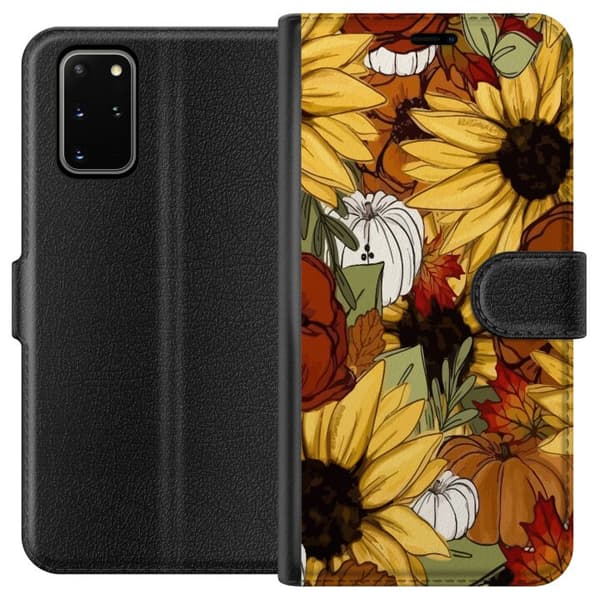 Kompatibel Tegnebogsetui til Samsung Galaxy S20+ Solsikker og græskar – efterårsblomstdesign i varme farver, perfekt til dig, der elsker naturen og e
