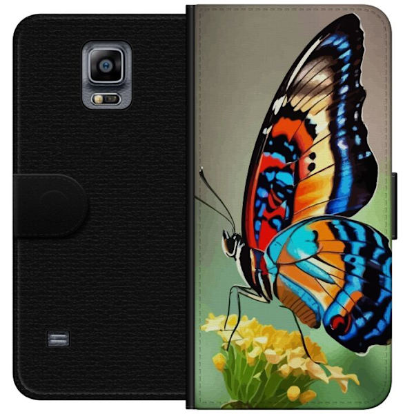 Samsung Galaxy Note 4 Plånboksfodral Fjäril Natur Sommar Motiv Vingar Färgstark Design Populär Dekor Grafiskt Exotiskt Tema