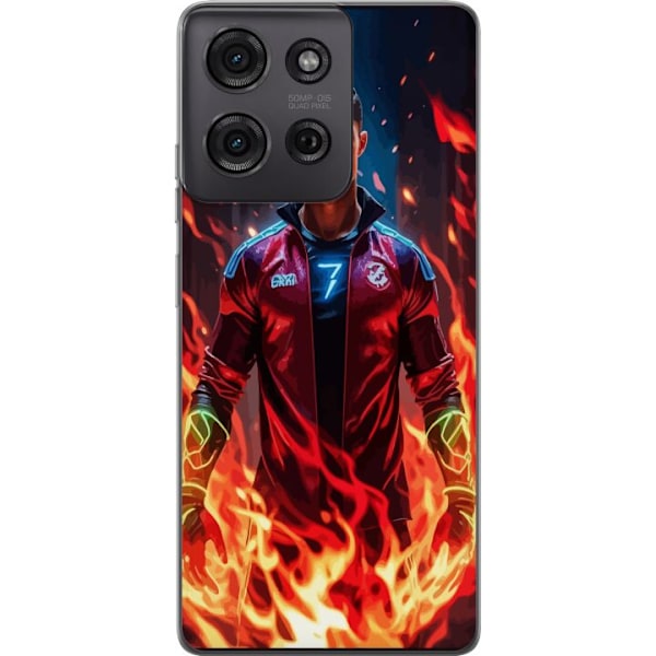 Motorola Moto G75 Gennemsigtig cover Ronaldo Inferno - fodboldhelt i flammer