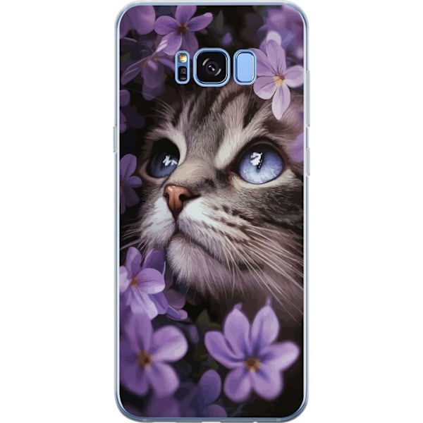 Samsung Galaxy S8 Gennemsigtig cover Kat og blomster