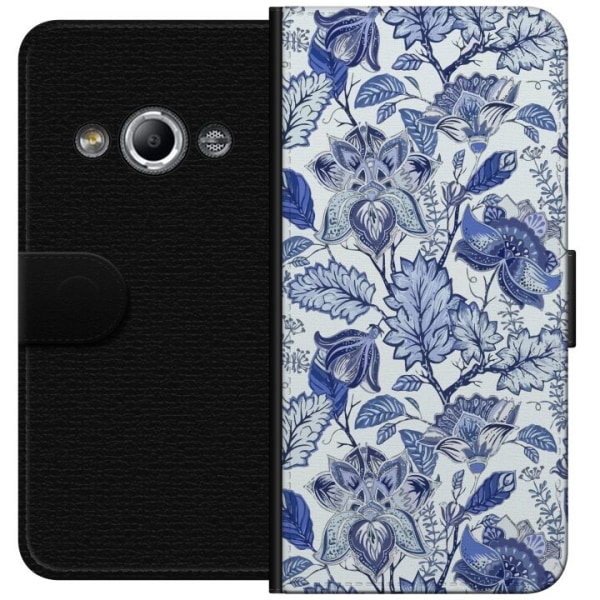 Samsung Galaxy Xcover 3 Lompakkokotelo Kukat Sininen...