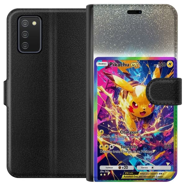 Kompatibel Tegnebogsetui til Samsung Galaxy A02s Pikachu gul