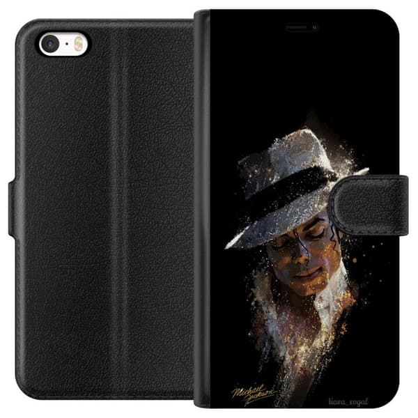 Kompatibel Tegnebogsetui til Apple iPhone 5 Kunstnerisk portræt af mand med hvid hat og glitrende detaljer sort
