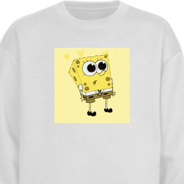 Sweatshirt til Voksne | Klassisk Collegebluse SvampBob Firkant hvid S