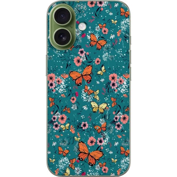 Kompatibelt Mobildeksel til Apple iPhone 17 Sommerfugler og blomster