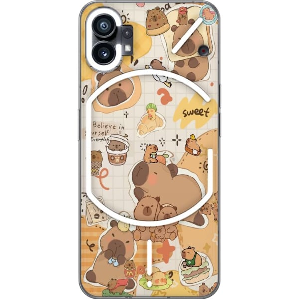 Nothing Phone (1) Genomskinligt Skal Kawaii capybara mobilskal med gulliga djurmotiv