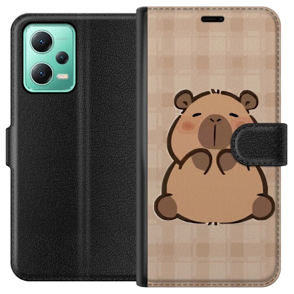 Xiaomi Redmi Note 12 Lompakkokotelo Mobilskal kawaii capybara flera figurer japansk stil