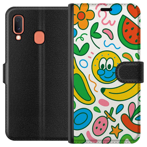 Samsung Galaxy A20e Tegnebogsetui Sommerfugle Slør