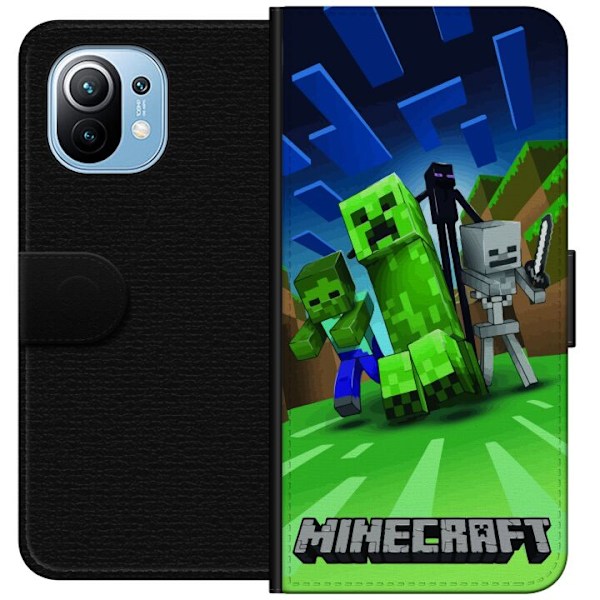Xiaomi Mi 11 Tegnebogsetui Minecraft Creeper mobilskal i klassisk grön pixelstil