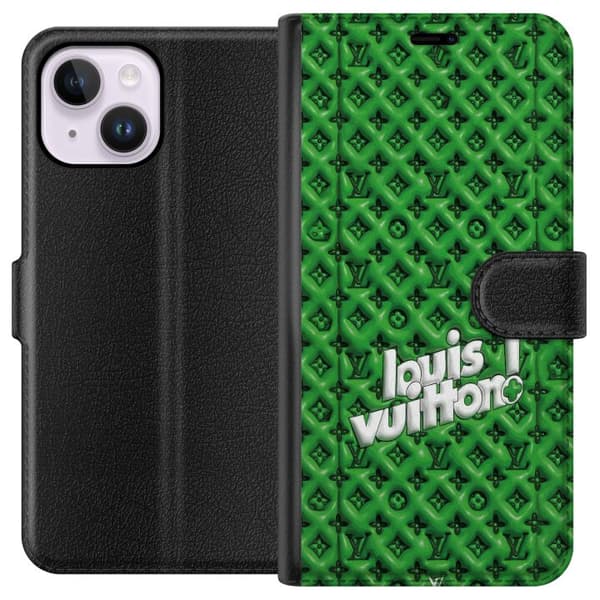 Yhteensopiva Lompakkokotelo Apple iPhone 14 Plus Innoitettu vihreä monogrammi logolla vihreä