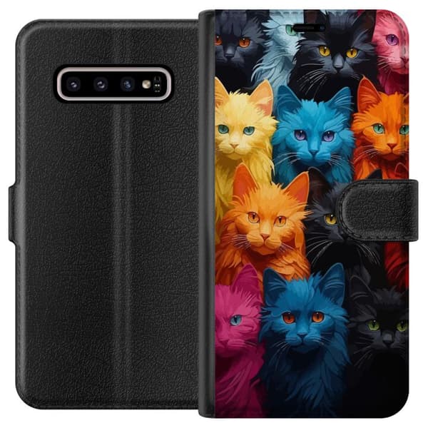 Kompatibelt Lommeboketui til Samsung Galaxy S10+ Katter