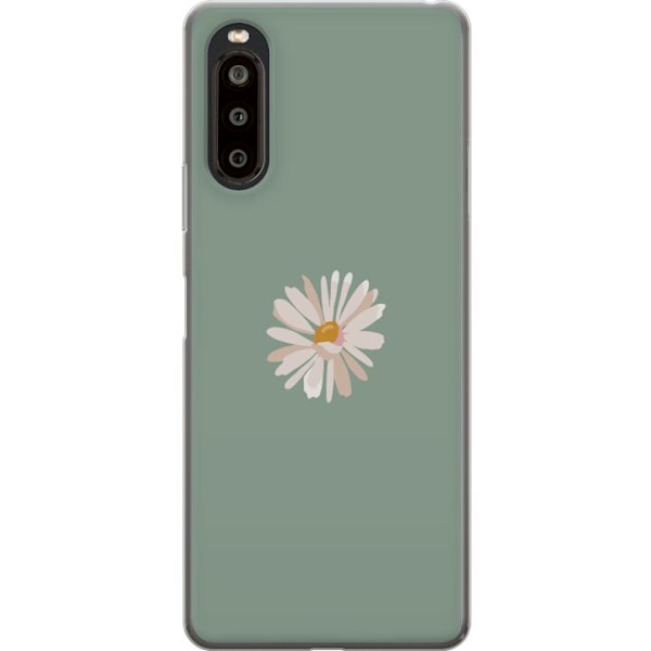 Sony Xperia 10 II Läpinäkyvä kuori Vihreä Minimalikukka - tyylikäs kukka vihreällä taustalla