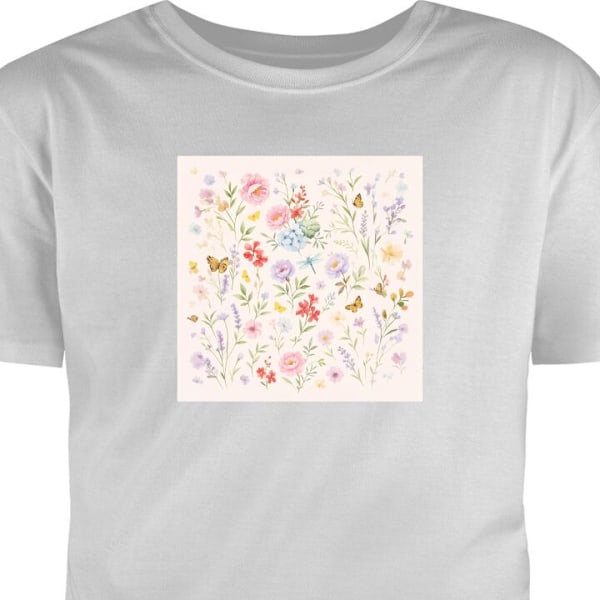 T-skjorte for Voksen | Klassisk Voksen-T-skjorte Blomster grå XL