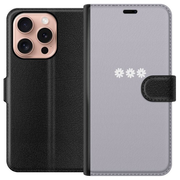 Apple iPhone 16 Pro Lompakkokotelo Lila Blomminimalismi - tyylikäs kukkakuva lila taustalla