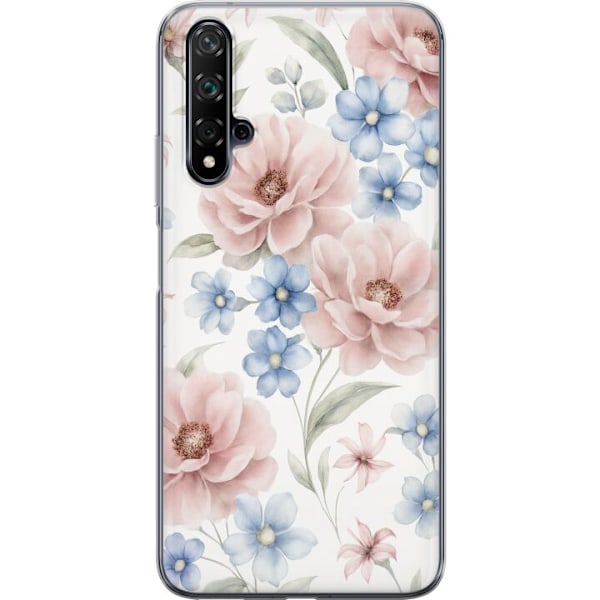 Huawei nova 5T Genomskinligt Skal Romantiska blommor