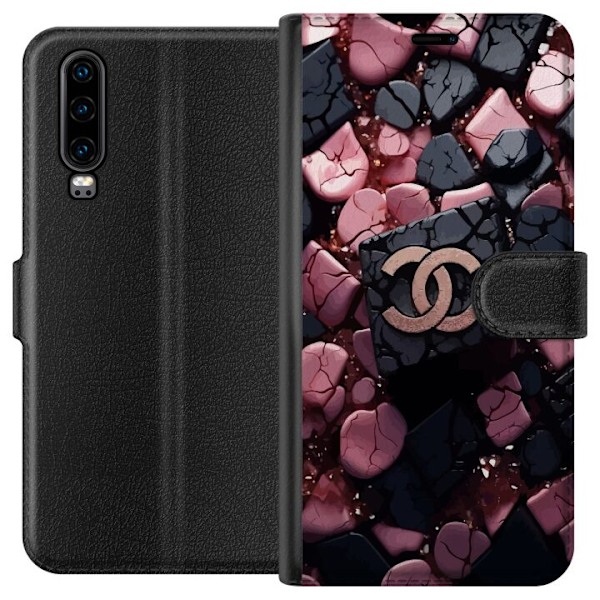 Huawei P30 Plånboksfodral Chanel Black and Pink