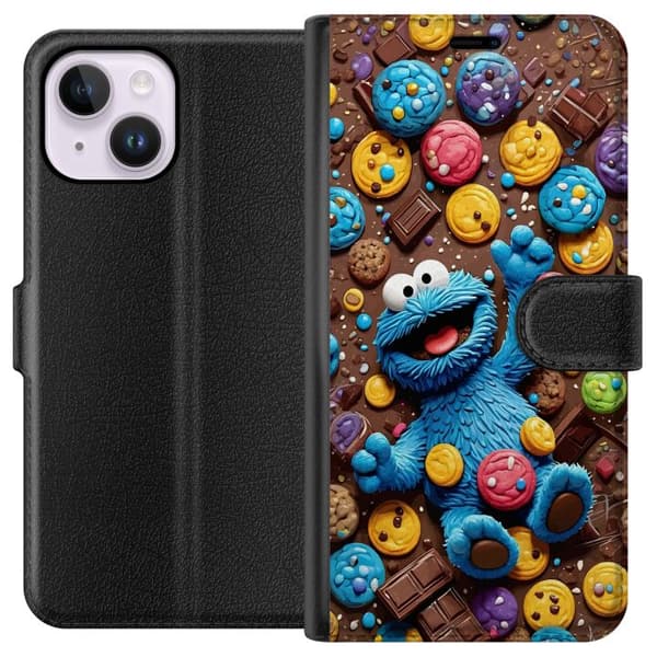 Kompatibel Tegnebogsetui til Apple iPhone 15 Plus Kakmonster bland kakor