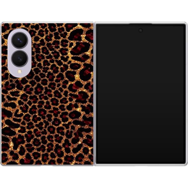 Kompatibelt Mobilskal till Samsung Galaxy Z Fold8 Guldfärgad glitterleopard guld