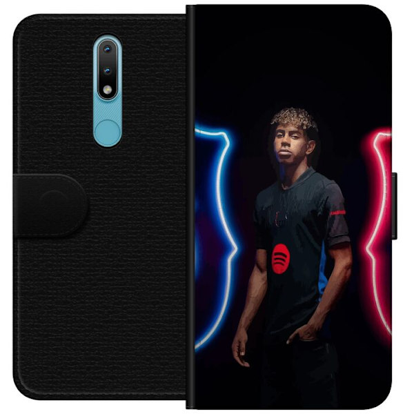 Nokia 2.4 Lompakkokotelo Yamal Jalkapallo FC Barcelona Nuori Lahjakkuus Pelaaja Jalkapallotähti Espanja La Liga Suosittu Motiivi