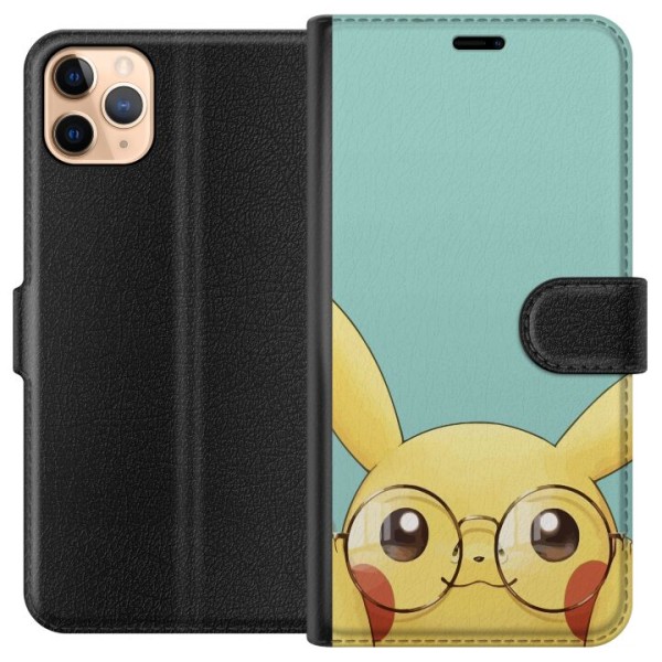 Apple iPhone 11 Pro Max Lompakkokotelo Pikachu lasit