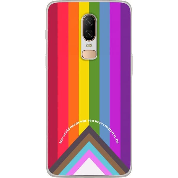 Kompatibelt Mobildeksel til OnePlus 6 Fargerik Pride-regnbue med inspirerende sitater