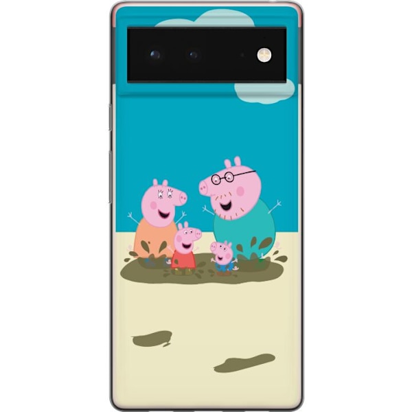 Google Pixel 6 Gennemsigtig cover Greta Gris Familie Georg Mudderpøl Børnemotiv Serie Populær Børnekarakter Glæde