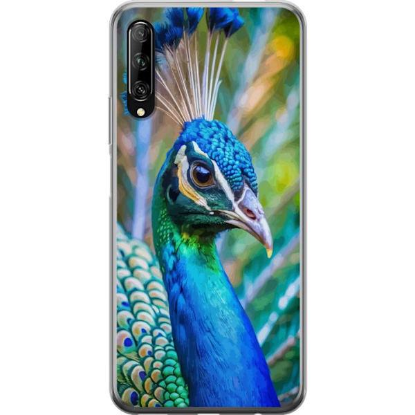 Huawei P smart Pro 2019 Läpinäkyvä kuori Pavun Sulat Värikäs Design Lintuaihe Eksoottinen Graafinen Suunnittelu Luonto Ylellinen Koristelu