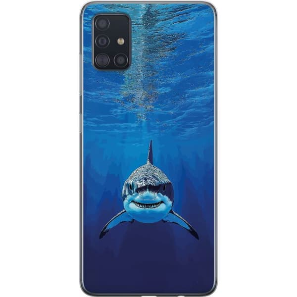 Kompatibelt Mobilskal till Samsung Galaxy A51 Närbild av en vithaj under vattnet blå