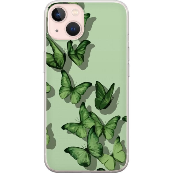 Apple iPhone 13 mini Genomskinligt Skal Gröna Fjärilar