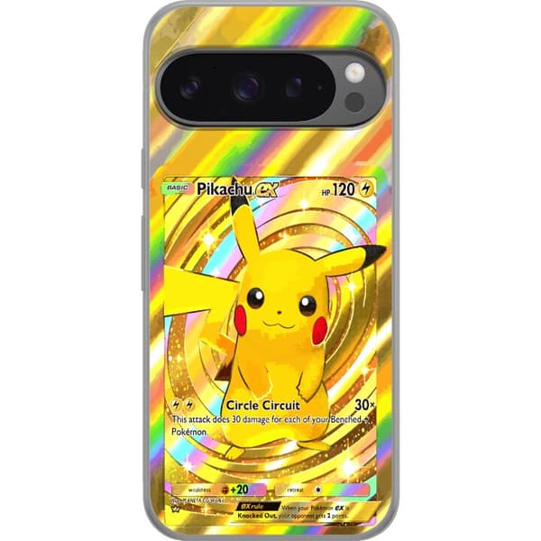 Kompatibelt Mobildeksel til Google Pixel 9 Pro XL Gullig Pikachu EX samlebilde med regnbueeffekter gull