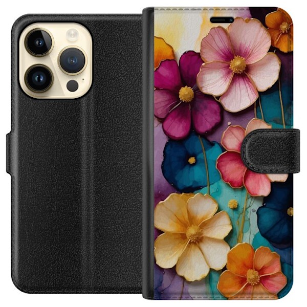 Apple iPhone 15 Pro Tegnebogsetui Blomster Farver