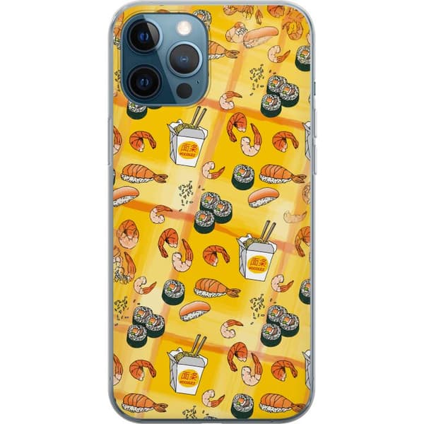 Kompatibelt Mobildeksel til Apple iPhone 12 Pro Sushi räkor och nudlar gul