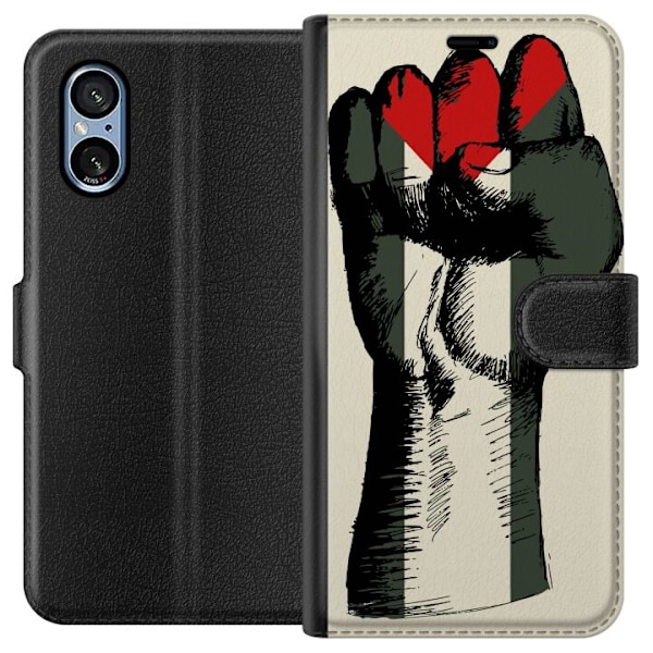 Sony Xperia 5 V Plånboksfodral Hand knuten i Palestinas färg