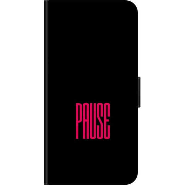 Kompatibelt Lommeboketui til Xiaomi Redmi Note 9S Pause text svart