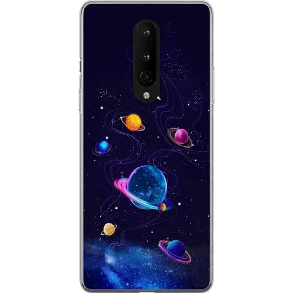 Kompatibelt Mobildeksel til OnePlus 8 Fargerike planeter og stjerner i et animert romlandskap blå