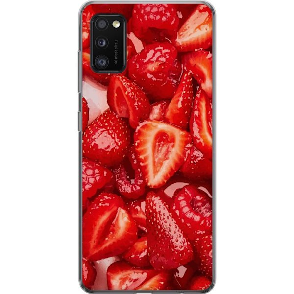 Samsung Galaxy A41 Läpinäkyvä kuori Mansikkakuviointi - mak